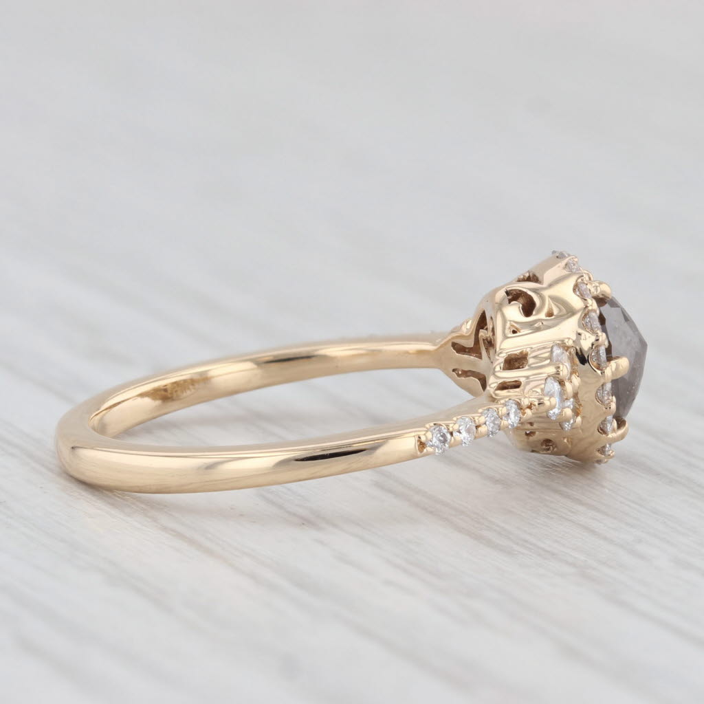 Light Gray 1.36ctw Champagne Brown Diamond Halo Engagement Ring 18k Yellow Gold Size 7