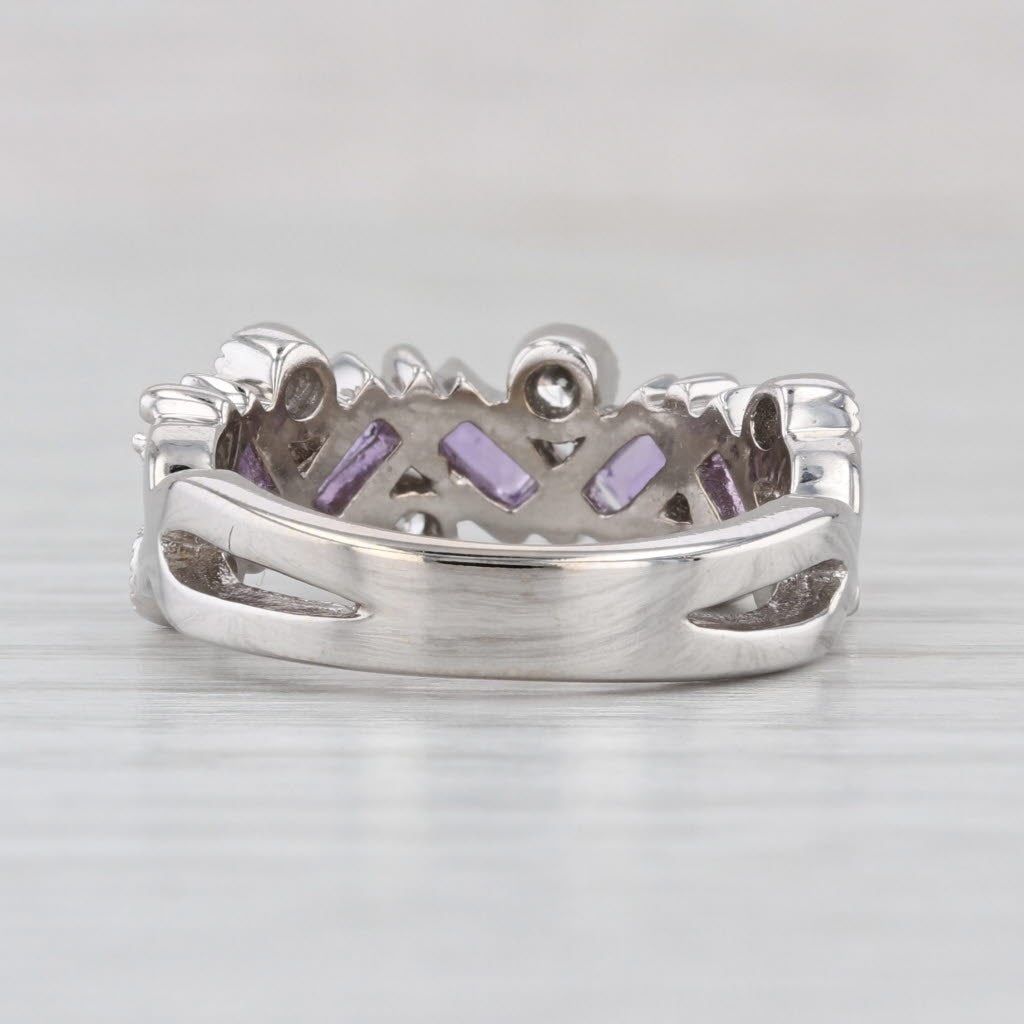 1ctw Pink Sapphire Diamond Ring 14k White Gold Wedding Anniversary Band Size 6