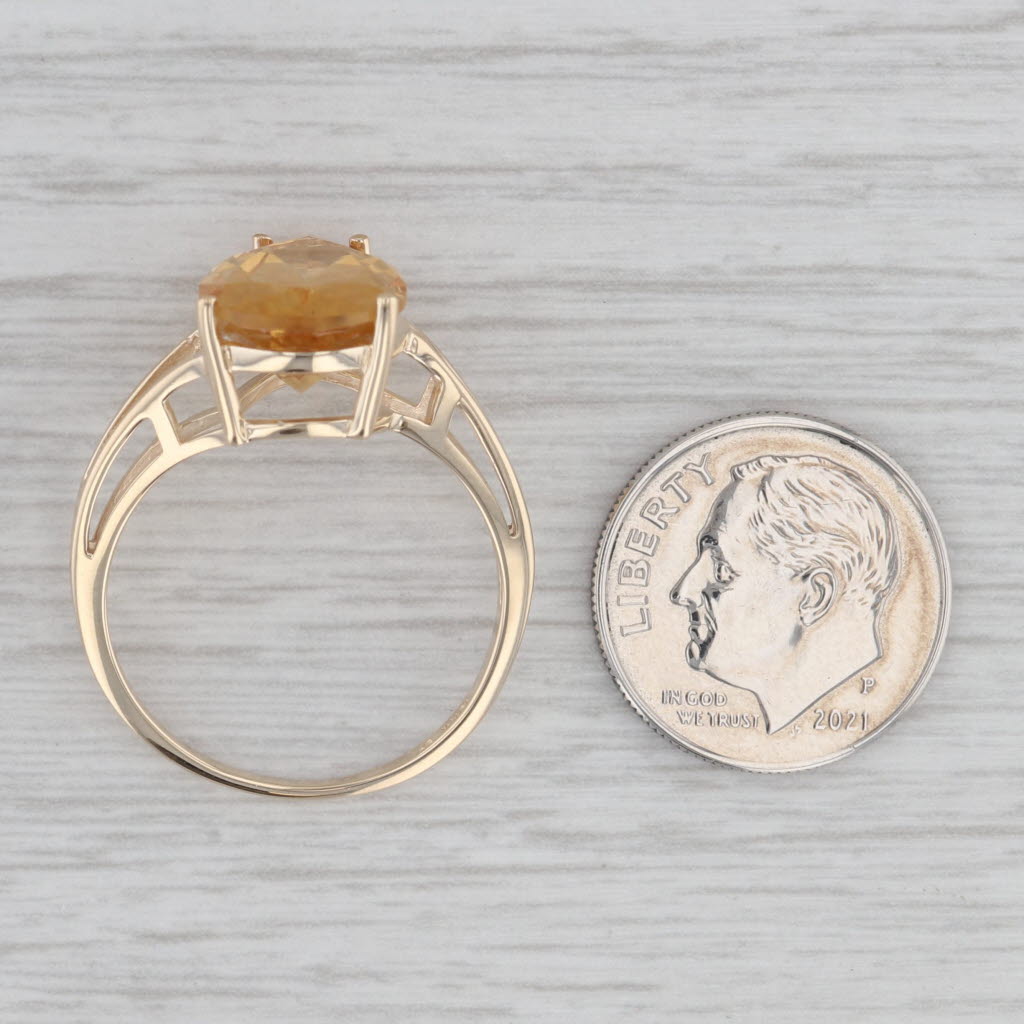 Gray 5.50ct Citrine Pear Solitaire Ring 10k Yellow Gold Size 9.25