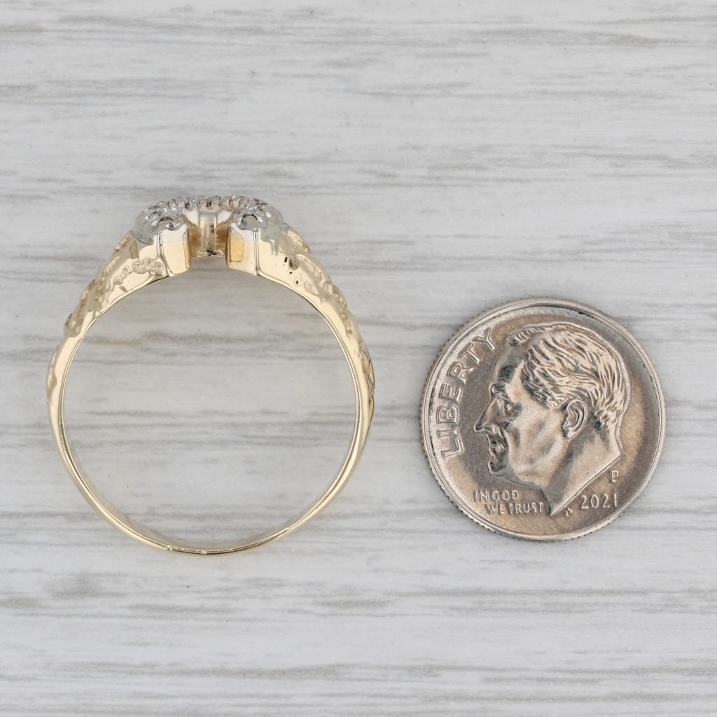 Gray Diamond Horseshoe Ring 10k Yellow White Gold Size 11.25 Nugget Band Western