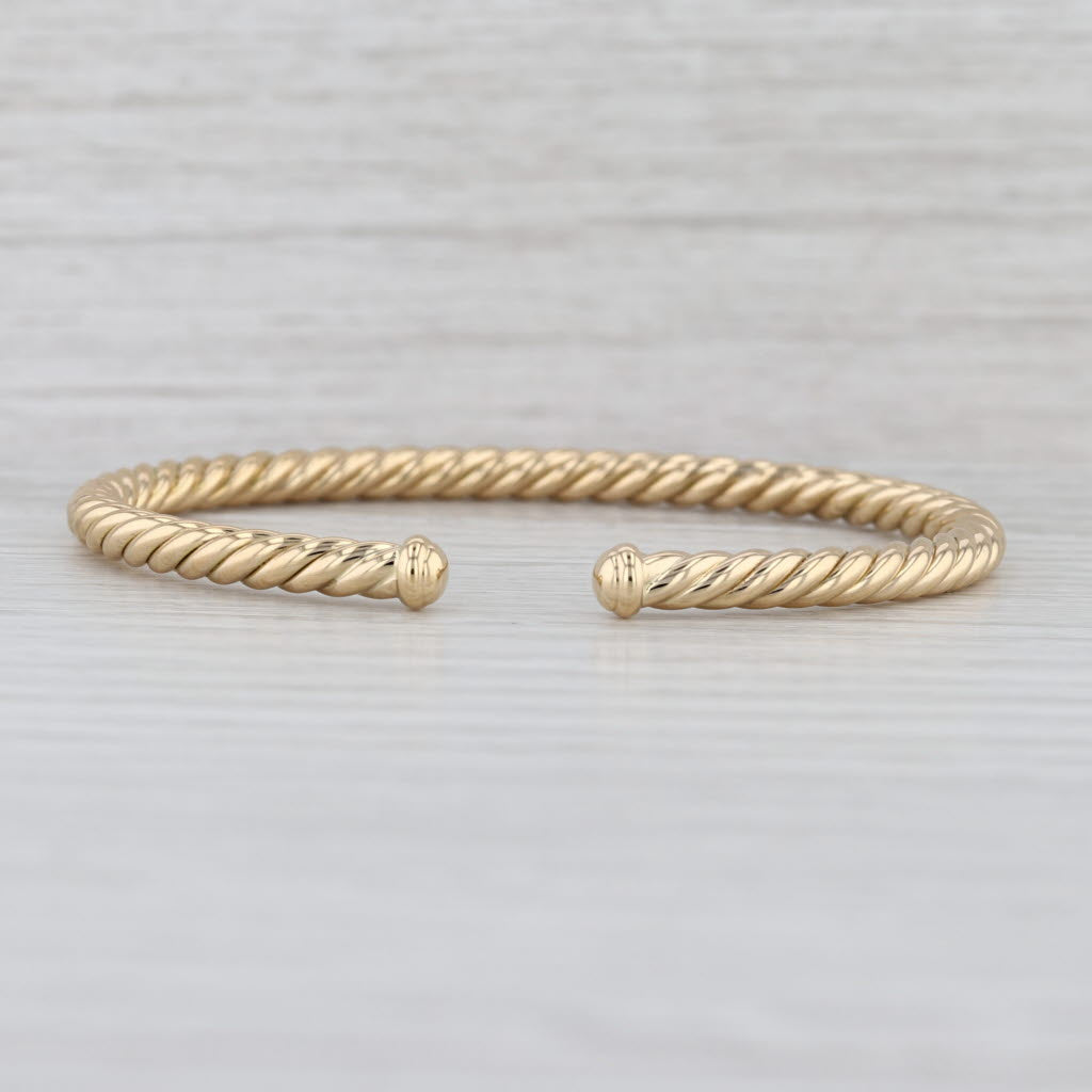David Yurman Cablespira Flex Cuff Bracelet w/ Pouch 18k Yellow Gold 4mm 6.25"