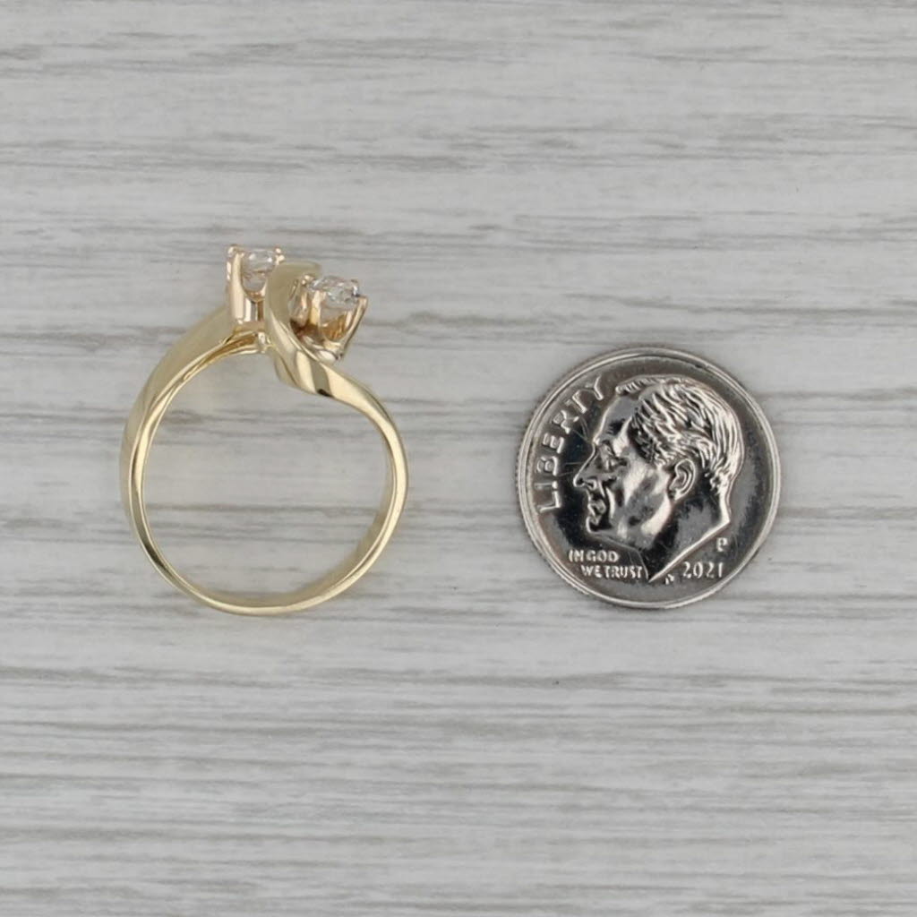 0.50ctw 2-Stone Diamond Bypass Ring 14k Yellow Gold Size 5.5