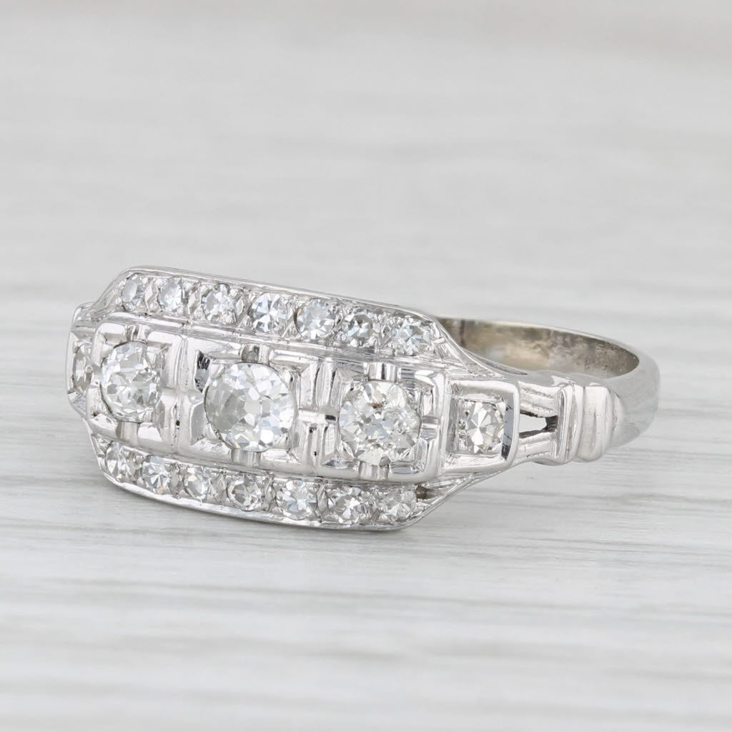 Light Gray Vintage 0.43ctw Diamond Ring 14k White Gold Size 8.5