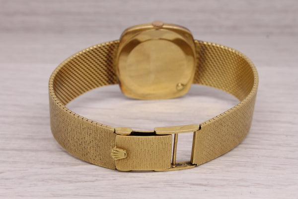 Dark Gray Vintage 1970's Rolex Cellini 18k Mens Yellow Gold Manual Heavy Bracelet Watch