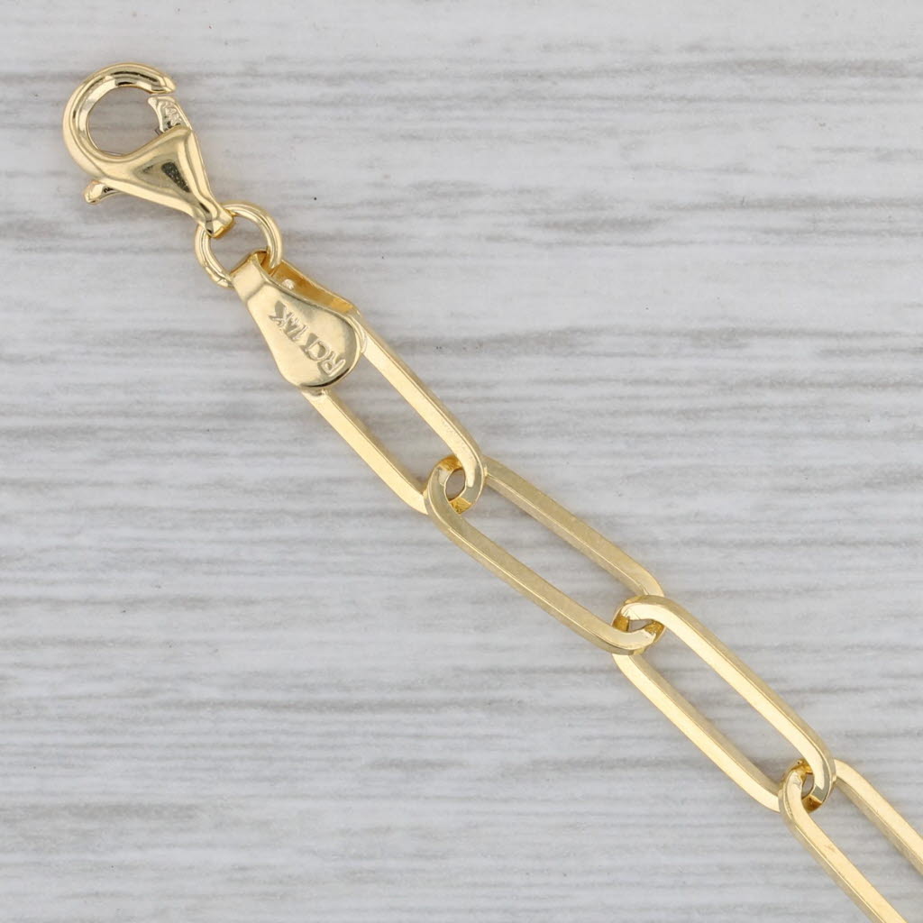 Gray New Paperclip Chain Necklace 14k Yellow Gold 20" 4.1mm