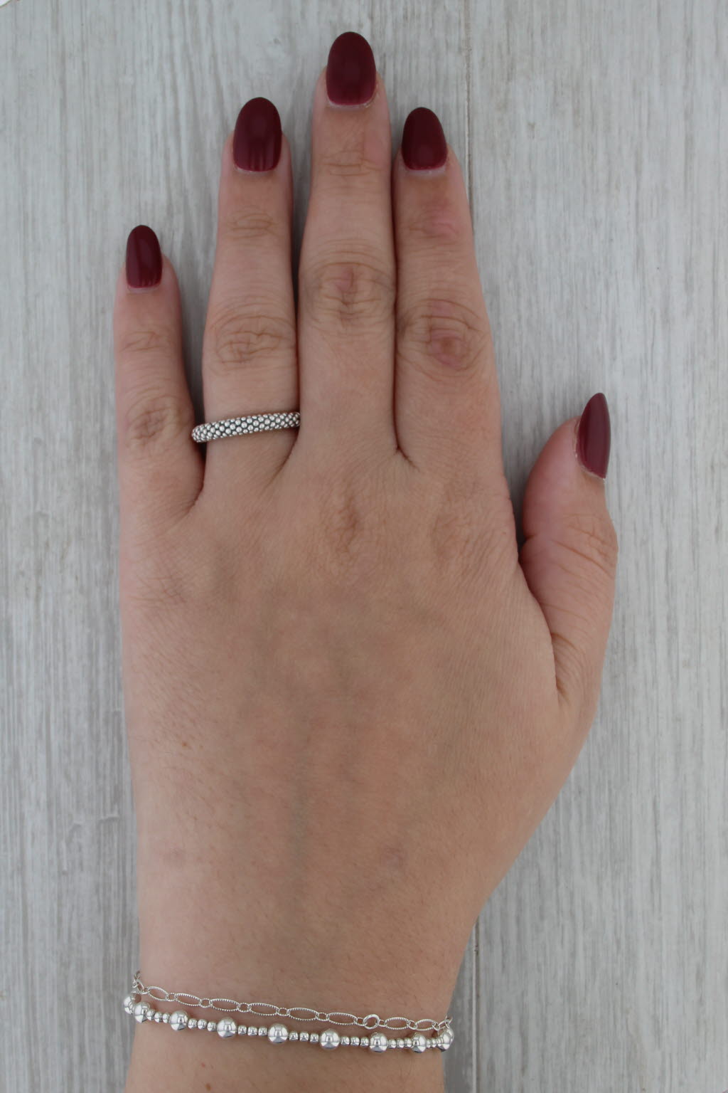 New Lagos Signature Caviar Bead Stacking Ring Sterling Silver Size 7 Band