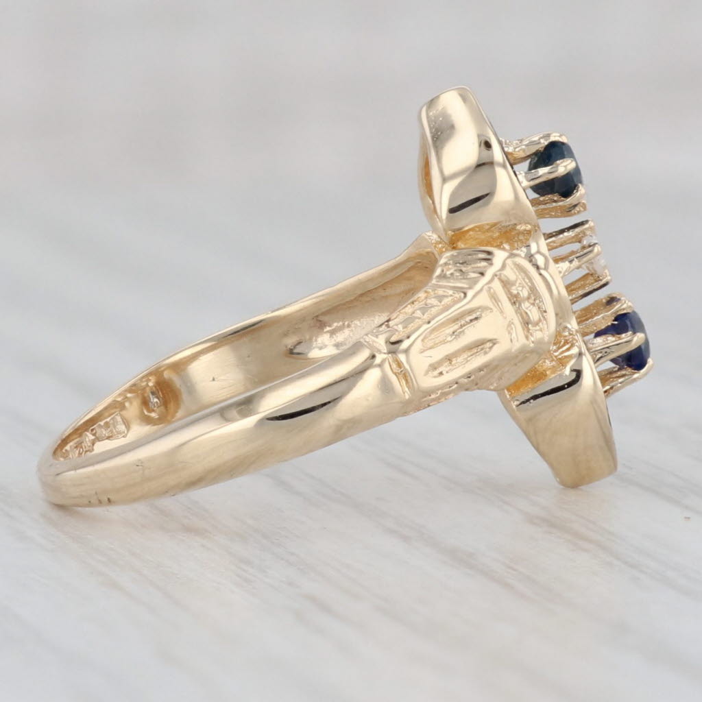 Gray Antique 0.30ctw Blue Sapphire Diamond Ring 14k Yellow Gold Size 7