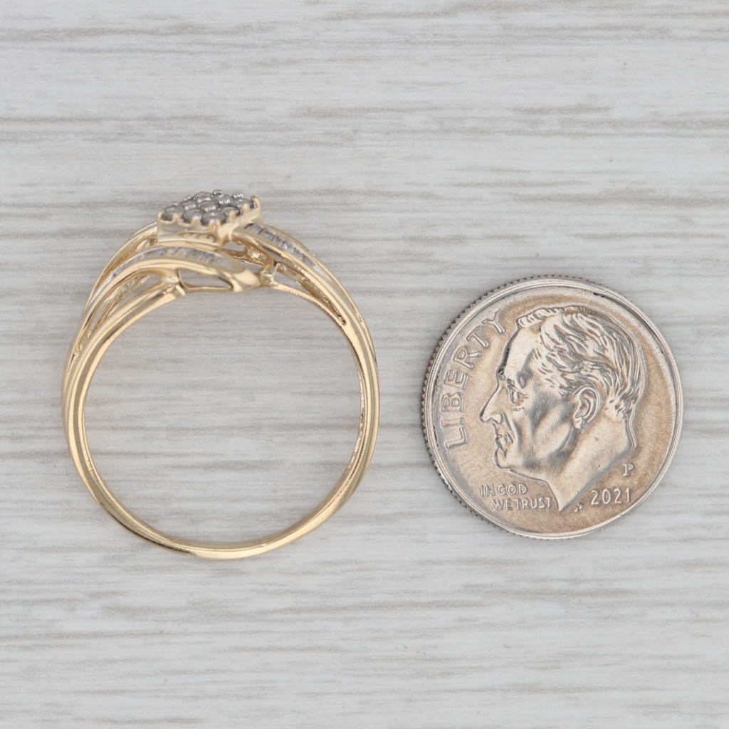 Gray 0.40ctw Diamond Cluster Engagement Ring 10k Yellow Gold Size 8.75