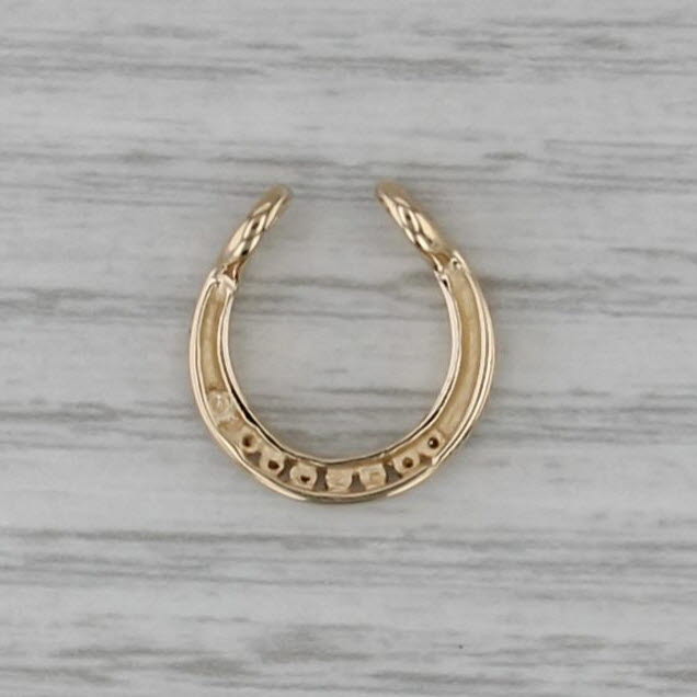 Diamond Horseshoe Pendant 14k Yellow Gold Small Floating Drop