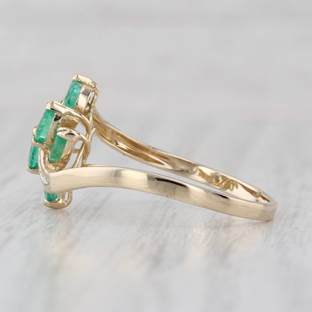 0.50ctw Emerald Diamond Bypass Ring 14k Yellow Gold Size 8.5