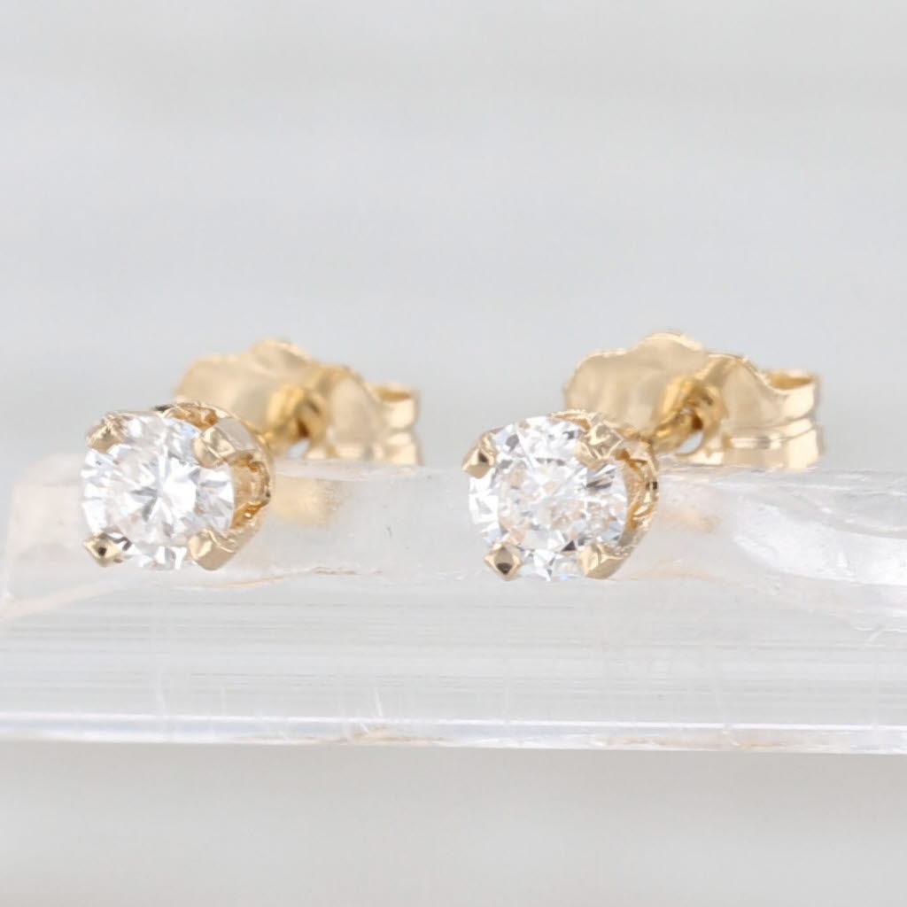 0.22ctw Diamond Stud Earrings 14k Yellow Gold Round Solitaire Studs
