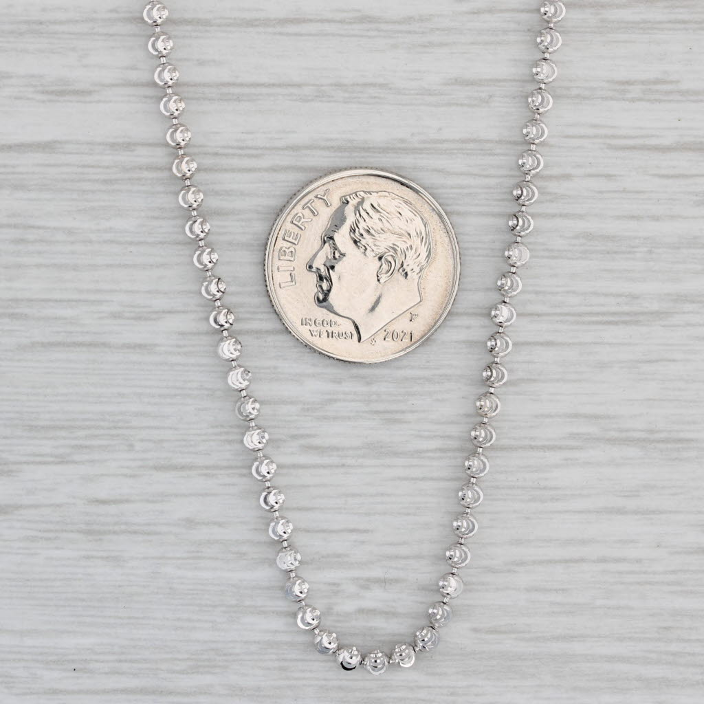 Gray Shimmering Bead Necklace 10k White Gold 27.75" 2.3mm Italian