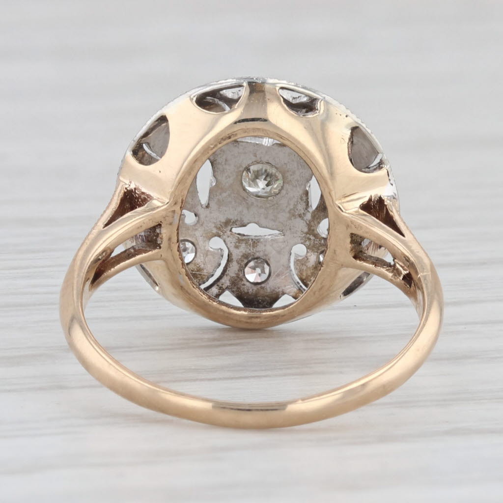 Light Gray Vintage 0.18ctw Diamond Ring 14k White Yellow Gold Size 5 Art Deco