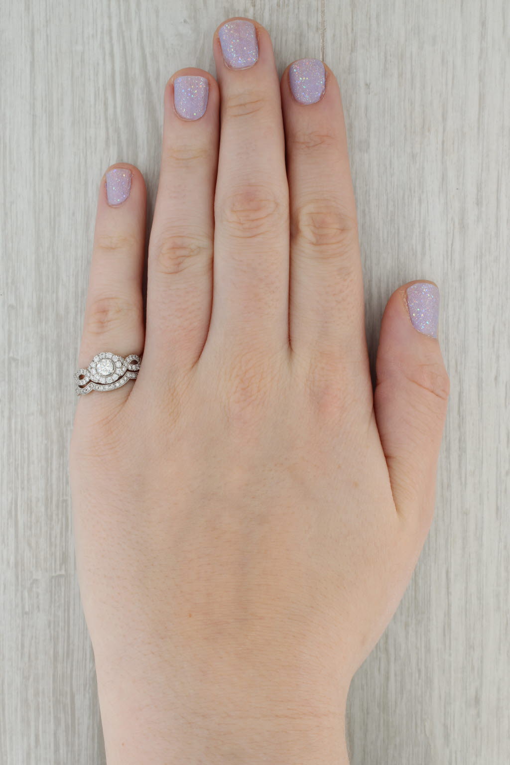 Dark Gray Neil Lane 1.10ctw Diamond Halo Engagement Ring Wedding Band Bridal Set 14k Gold
