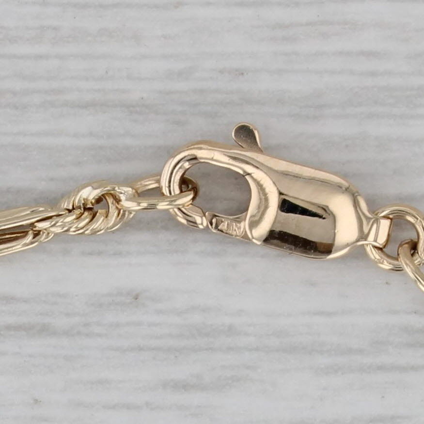 Gray Rope Chain Bracelet 14k Yellow Gold 7.25" 2mm