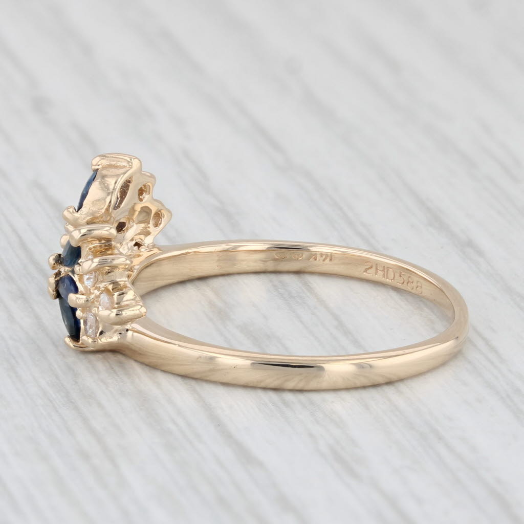 Light Gray 0.51ctw Blue Sapphire Diamond Ring Guard Jacket 14k Gold Wedding Bridal Sz 8.25