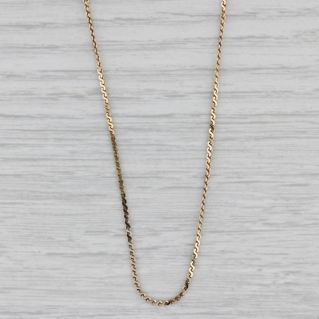 Gray Serpentine Chain Necklace 14k Yellow Gold 16" 1.3mm