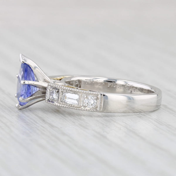 Light Gray 1.52ctw Pear Tanzanite Diamond Ring 18k White Gold Platinum Size 5.5 Engagement