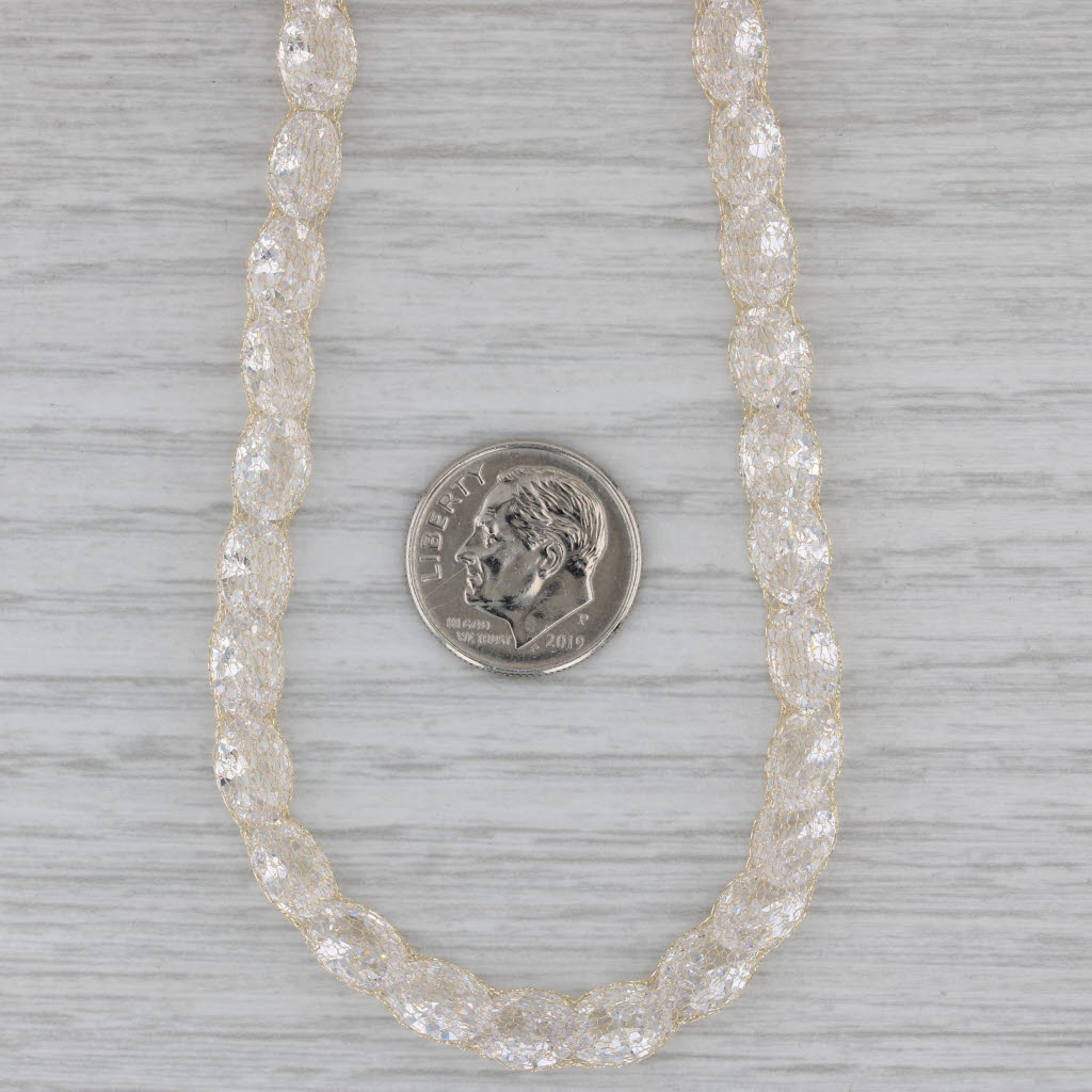 Gray 93ctw Cubic Zirconia Mesh Chain Necklace 14k Yellow Gold 17.5" 6.2mm