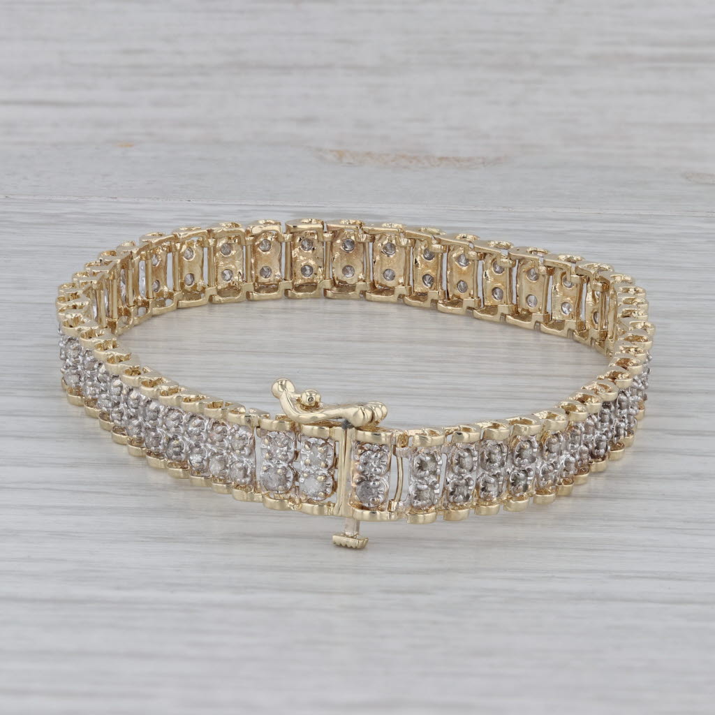 Gray 1.50ctw Diamond 10k Yellow White Gold Tennis Bracelet 7.75"