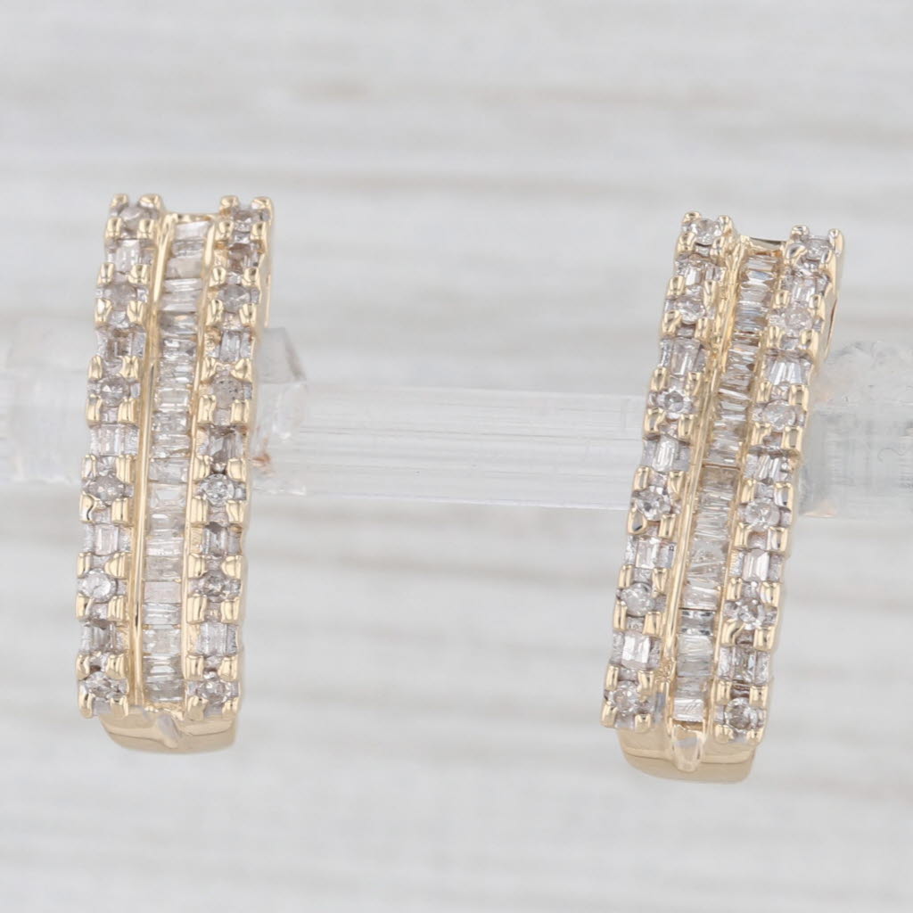 Light Gray 0.50ctw Diamond Journey Earrings 10k Yellow Gold Pierced Drops