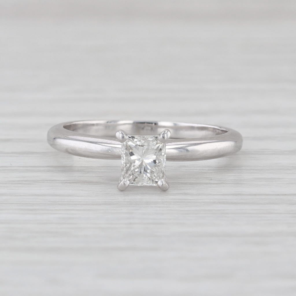 0.54ct Diamond Princess Solitaire Engagement Ring 14k White Gold Size 5.75
