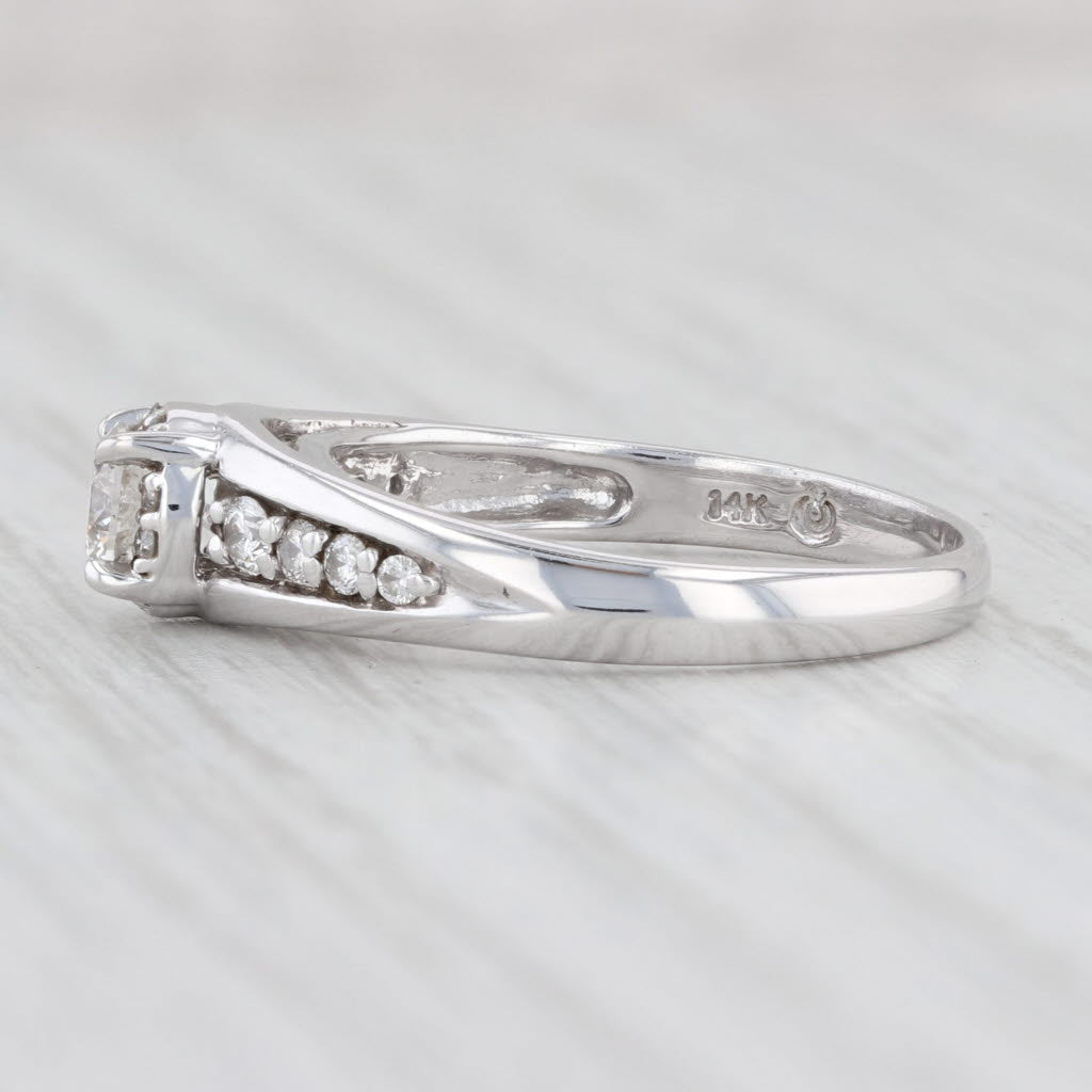 Light Gray 0.50ctw Round Diamond Engagement Ring 14k White Gold Size 7