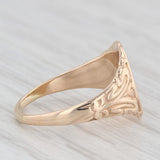 Engravable Signet Ring 10k Yellow Gold Floral Etched Small Size 3