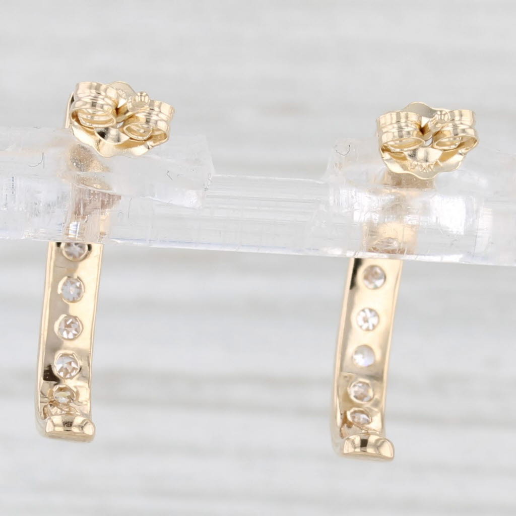 Light Gray 0.24ctw Diamond J-Hook Earrings 14k Yellow Gold Pierced Drops