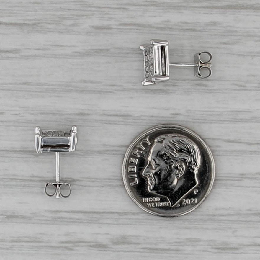 0.45ctw Princess Diamond Stud Earrings 14k White Gold Studs