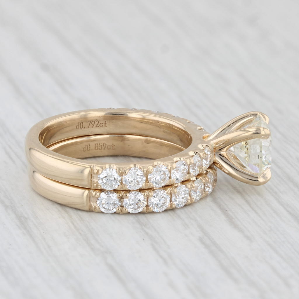 Light Gray New 3.12ctw Diamond Engagement Ring Wedding Band Bridal Set 14k Gold GIA