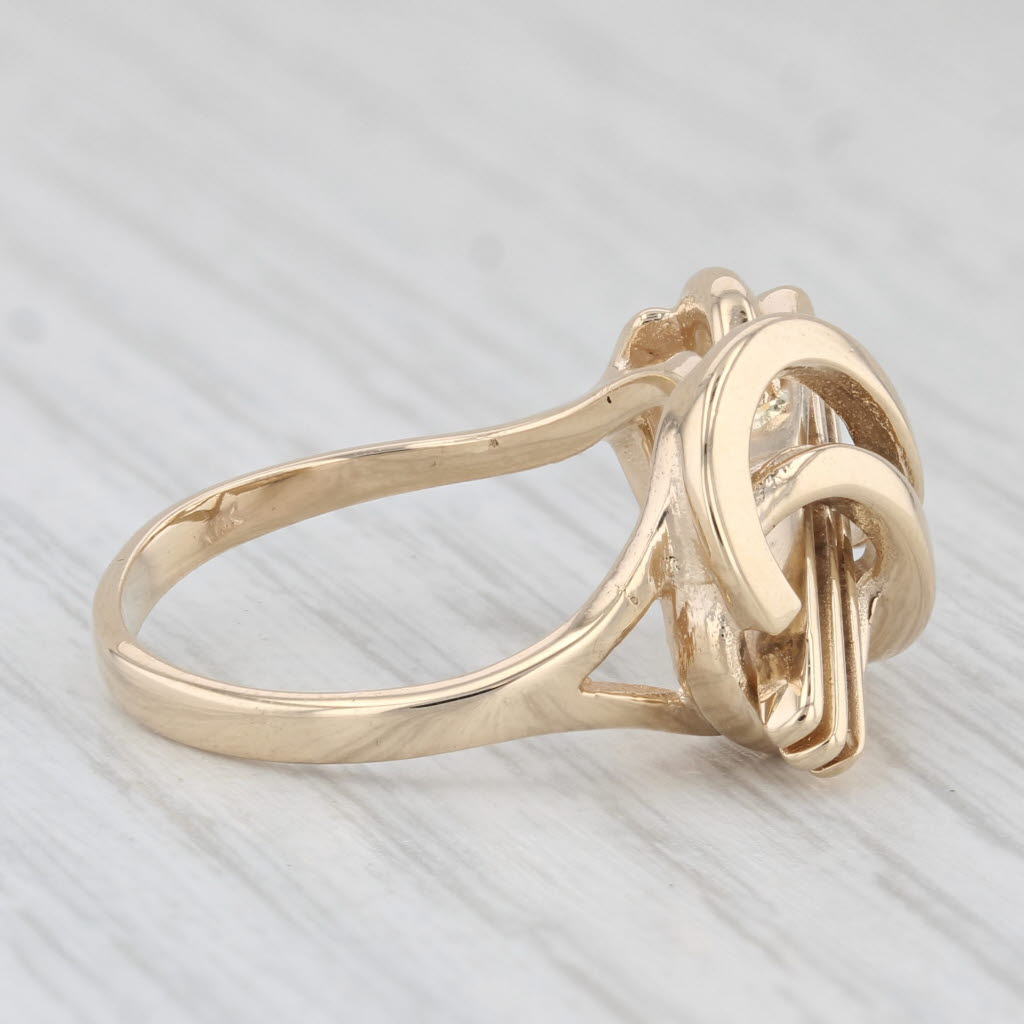 Light Gray Abstract Knot Work Ring 14k Yellow Gold Size 7.75 Statement