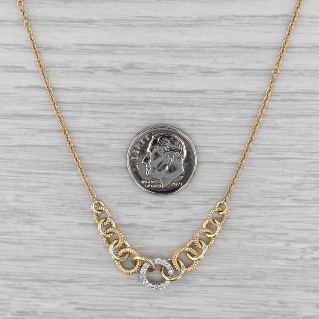 0.18ctw Diamond Circles Necklace 18k Yellow Gold 17.25" Cable Chain