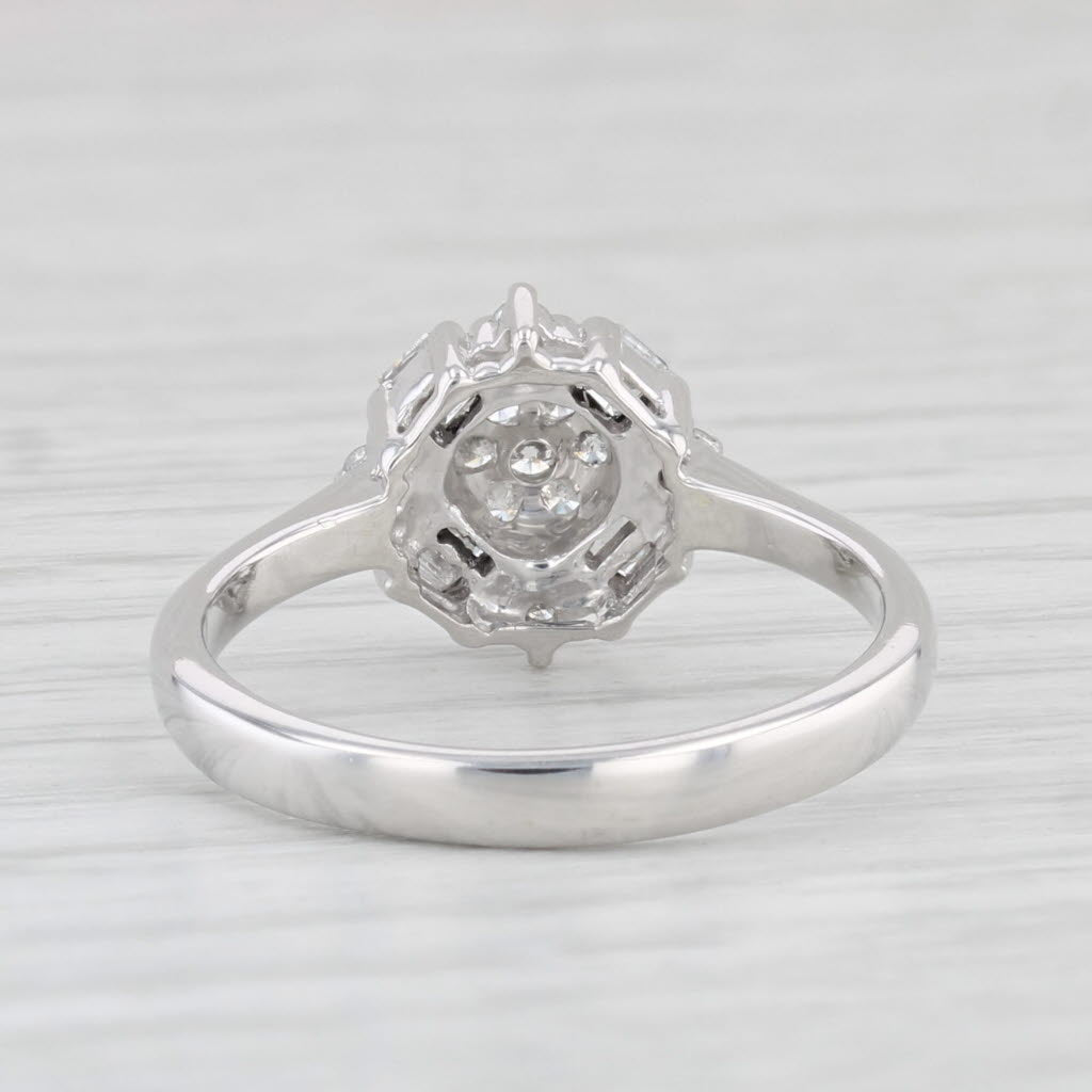 Light Gray 0.25ctw Round Diamond Cluster Engagement Ring 9k White Gold Size 6.25