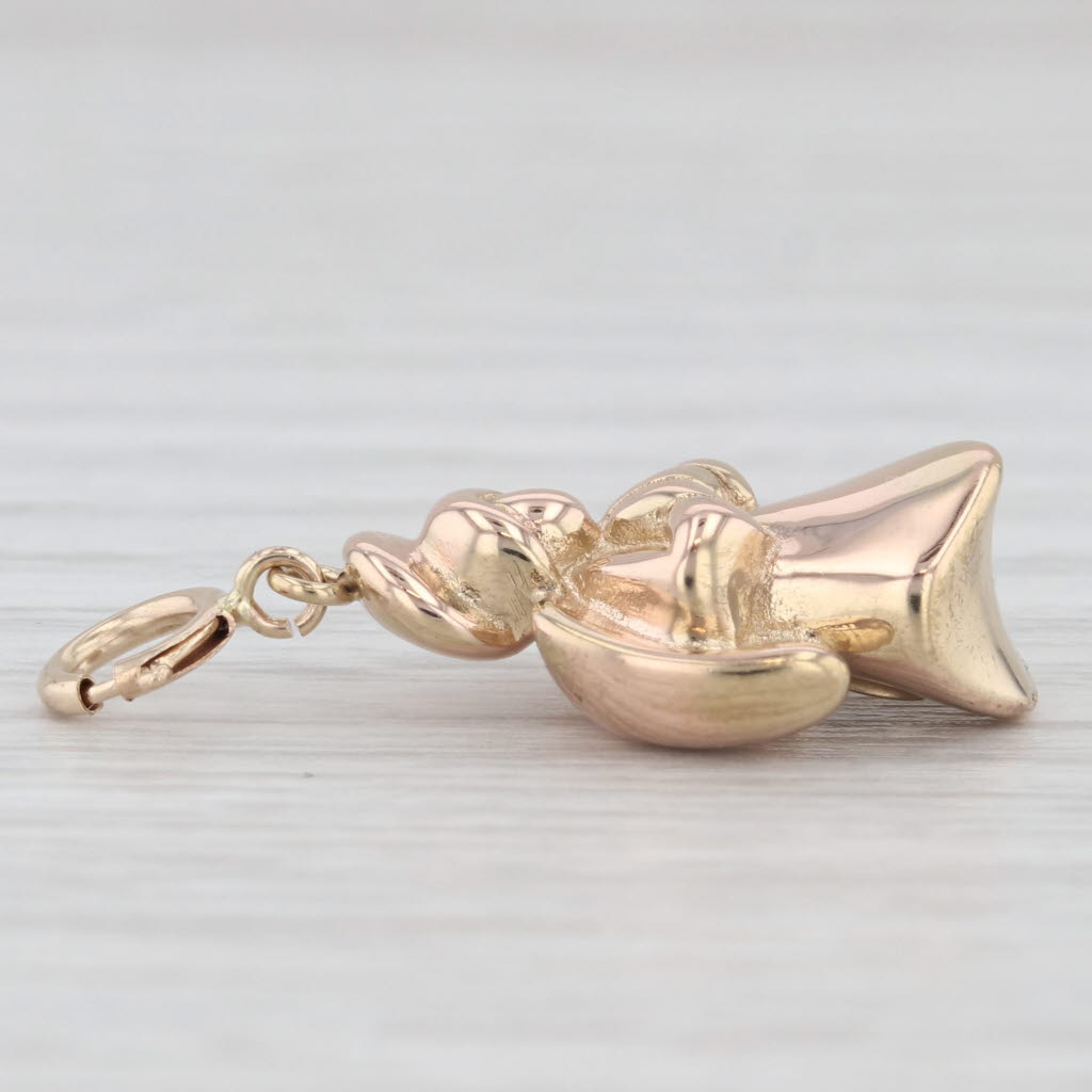 Light Gray Guardian Angel Charm 14k Yellow Rose Gold Christmas Holiday Pendant