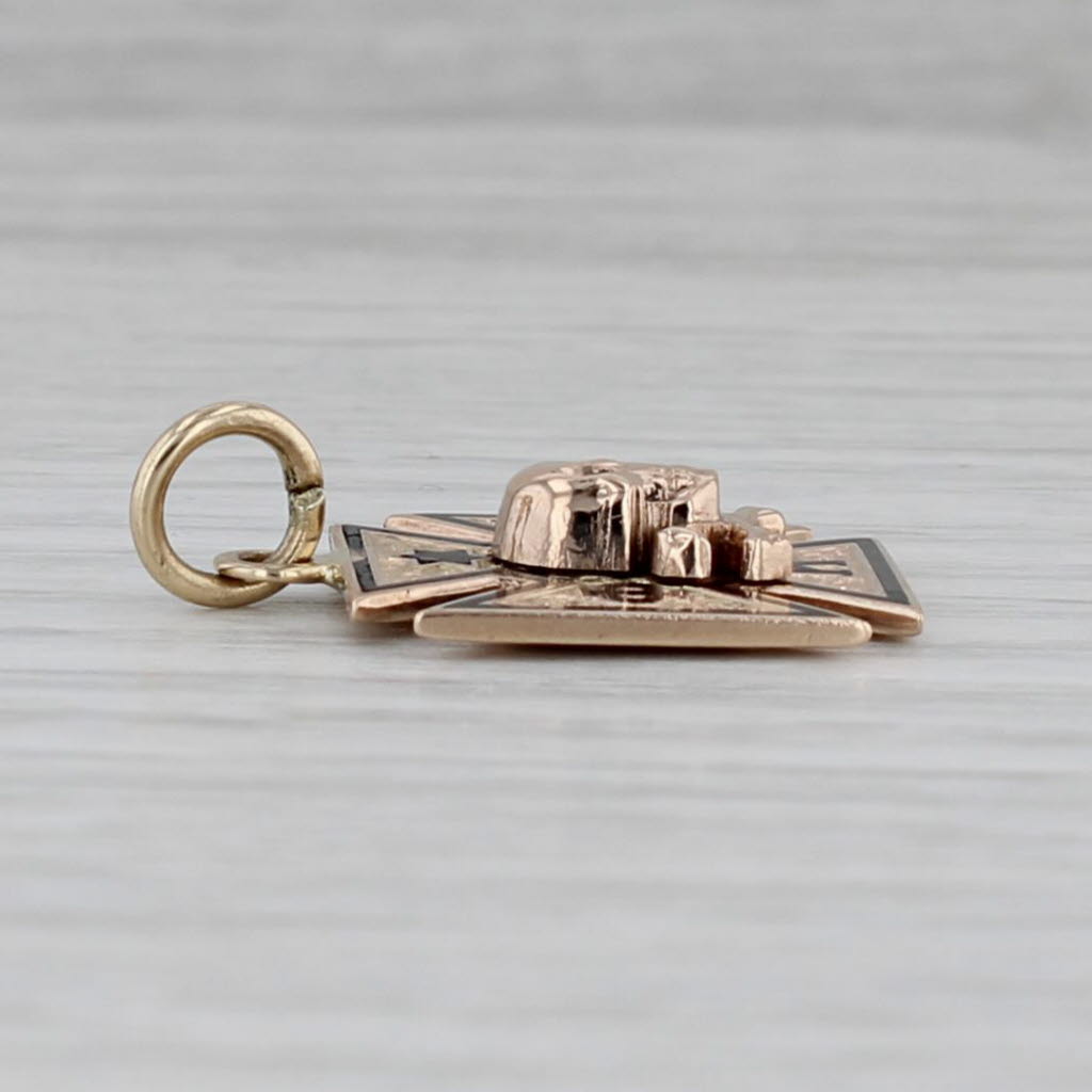 Gray Phi Kappa Sigma Fraternity Skull Cross Pendant 10k Gold Charm Vintage Lambda