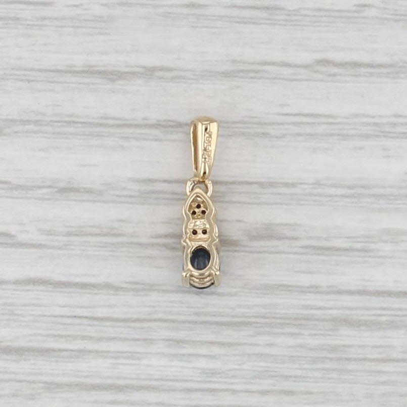 0.34ct Blue Color Change Garnet Diamond Heart Drop Pendant 10k Yellow Gold
