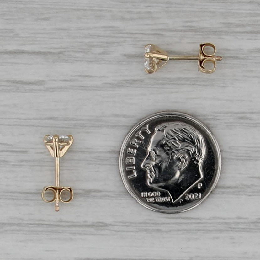 New 0.69ctw Round Diamond Solitaire Stud Earrings 14k Gold Studs