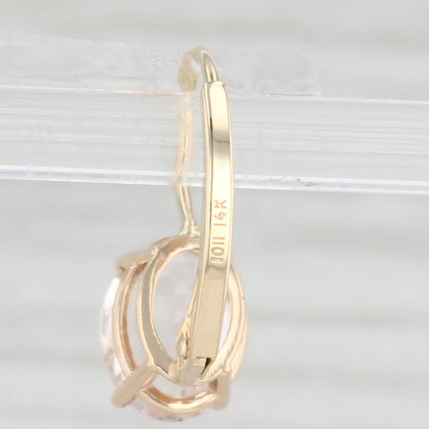 Light Gray 2.20ctw Peach Morganite Earrings 14k Yellow Gold Leverbacks Oval Solitaires