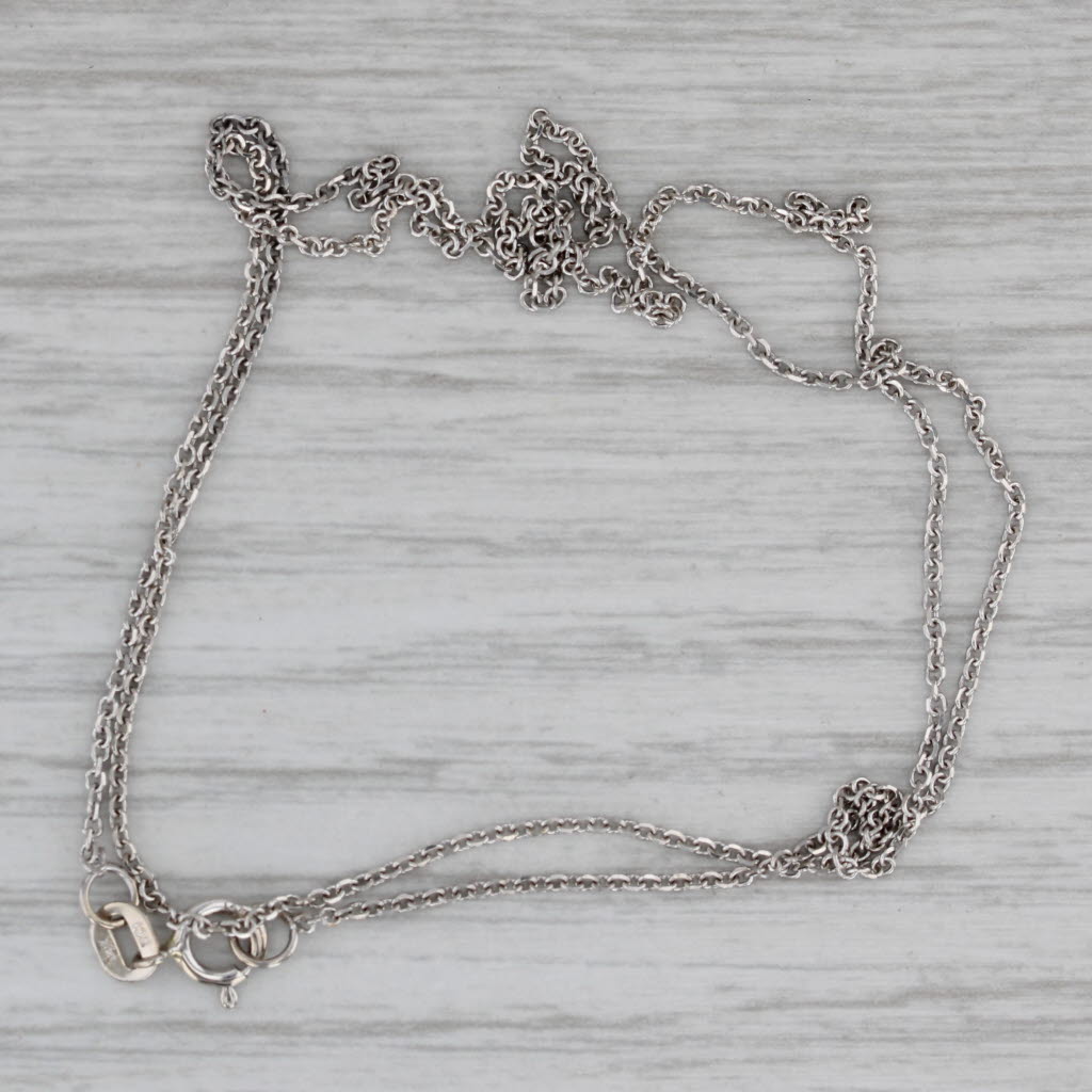 Gray Cable Chain Necklace 14k White Gold 18" 0.7mm