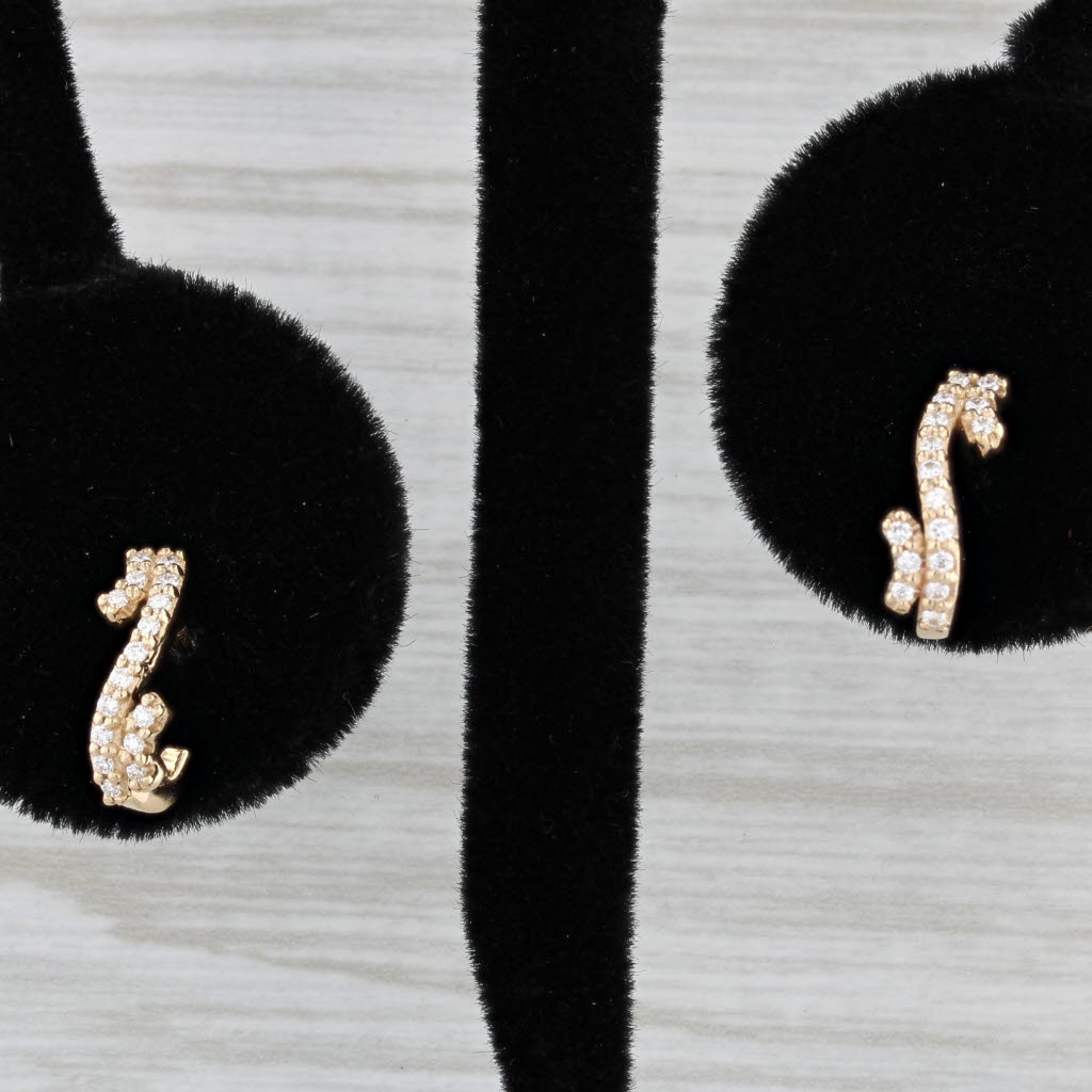Gray New 0.12ctw Diamond J-Hook Earrings 14k Yellow Gold