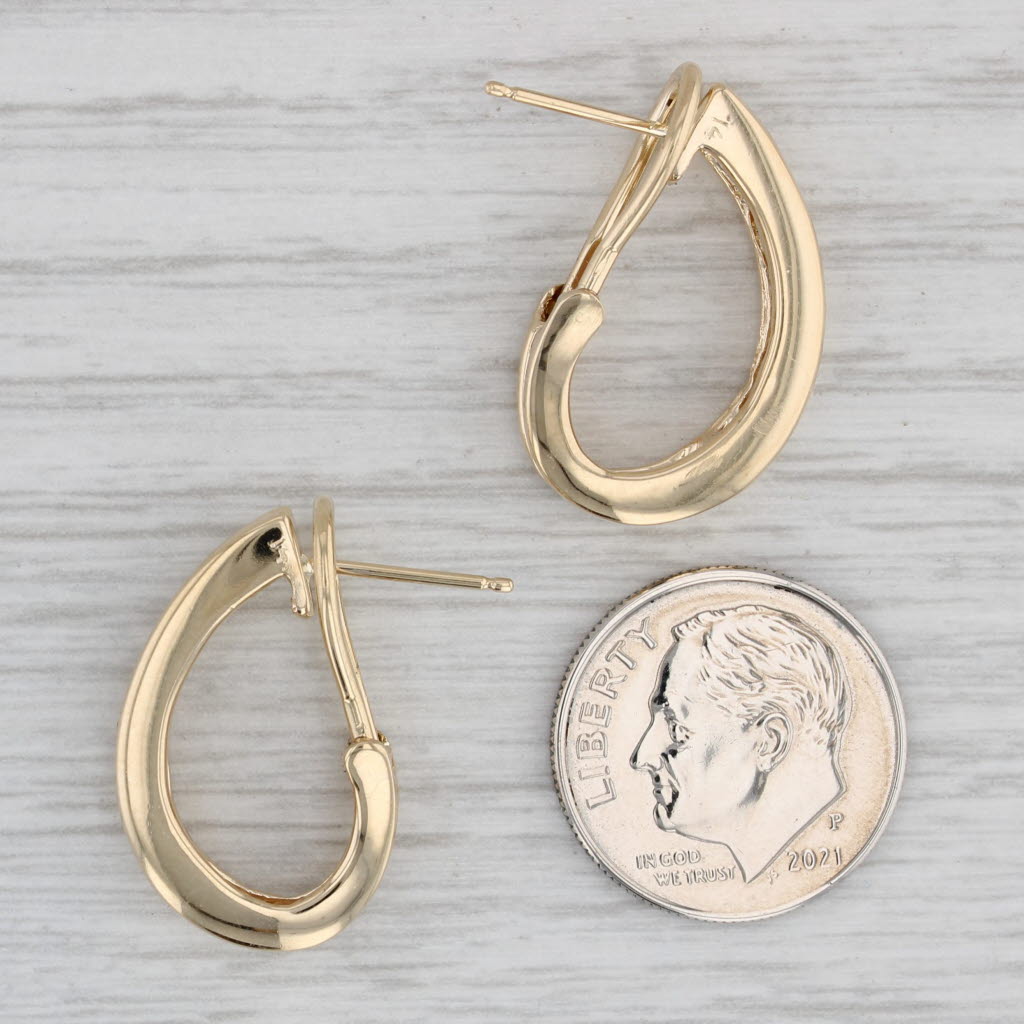 Gray 1ctw Diamond J-Hook Earrings 14k Yellow Gold Omega Back Drops