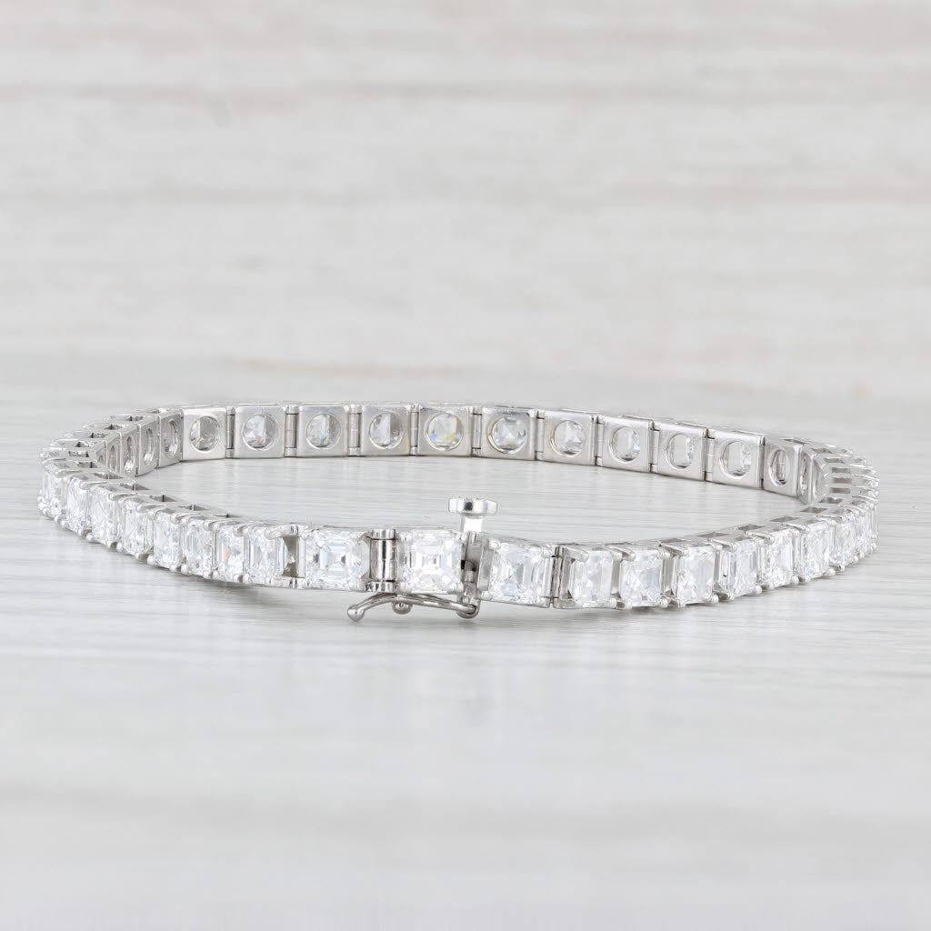 Light Gray 10ctw VS2 Square Diamond Tennis Bracelet 14k White Gold 7.5" 3.9mm