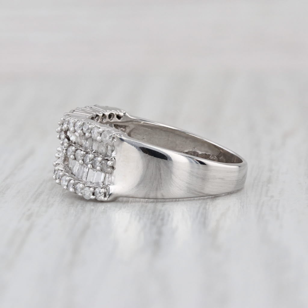 0.94ctw Diamond Crossover Ring 10k White Gold Size 7