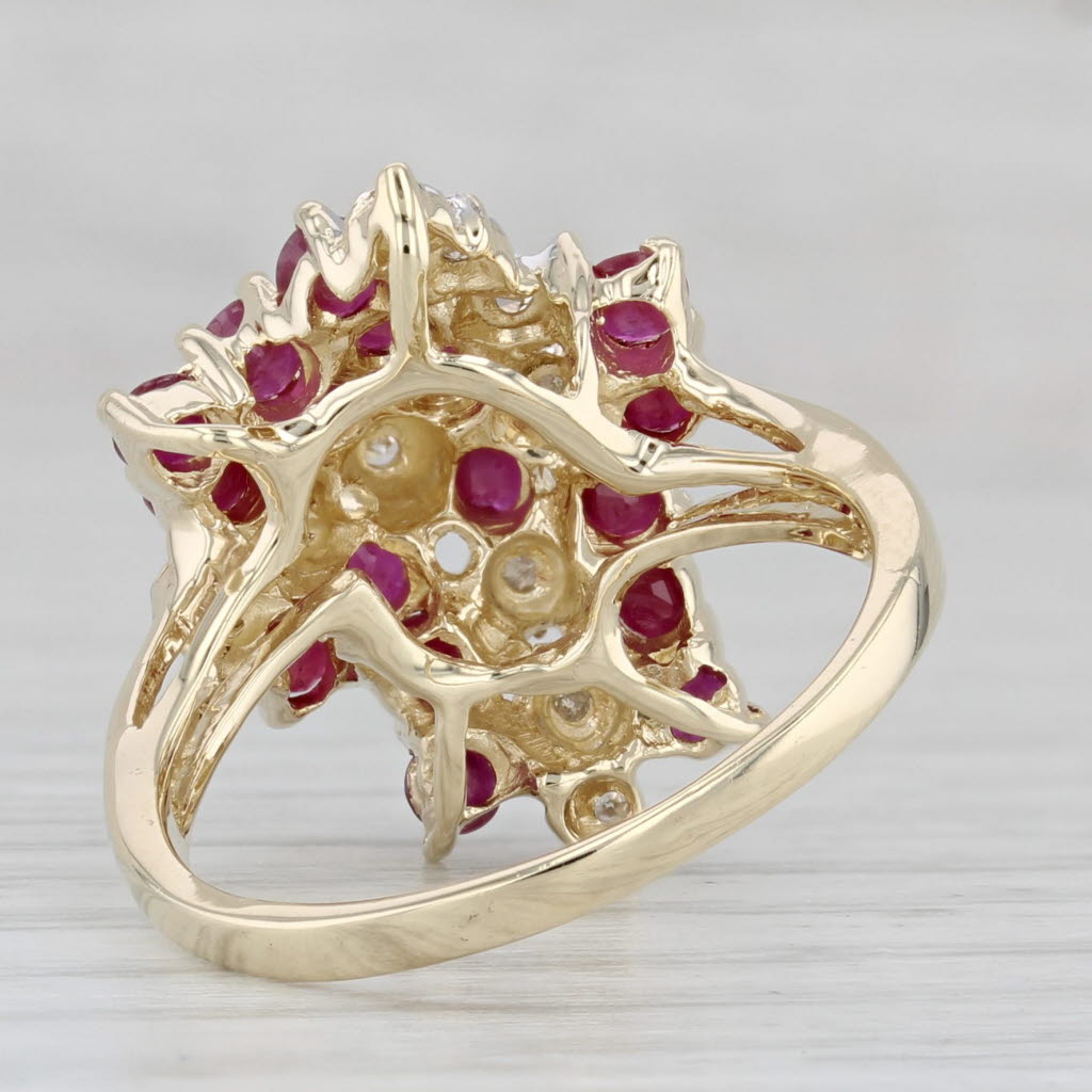 Gray 1.72ctw Diamond Ruby Cluster Ring 14k Yellow Gold Size 7.5