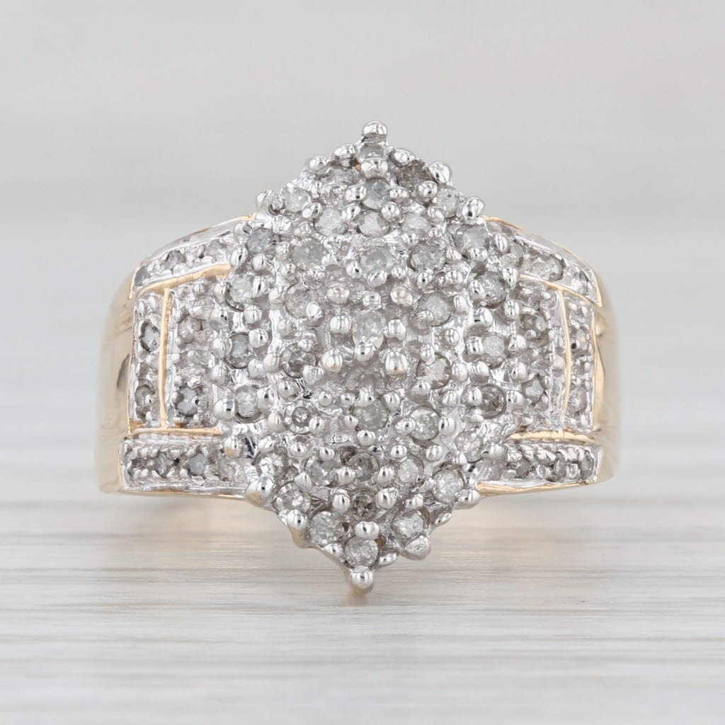0.36ctw Pave Diamond Cluster Ring 10k Yellow Gold Size 7.75