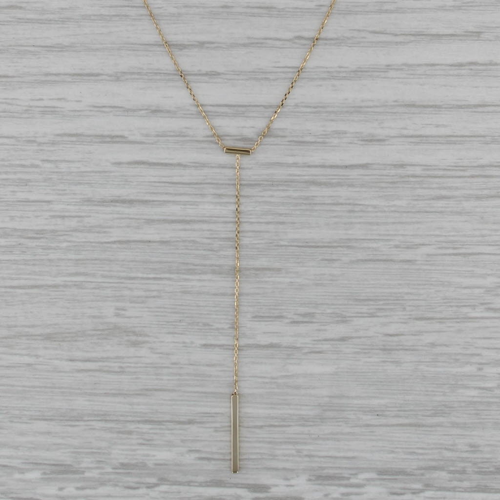 Bar Drop Pendant Necklace 14k Yellow Gold 16" 18" Cable Chain