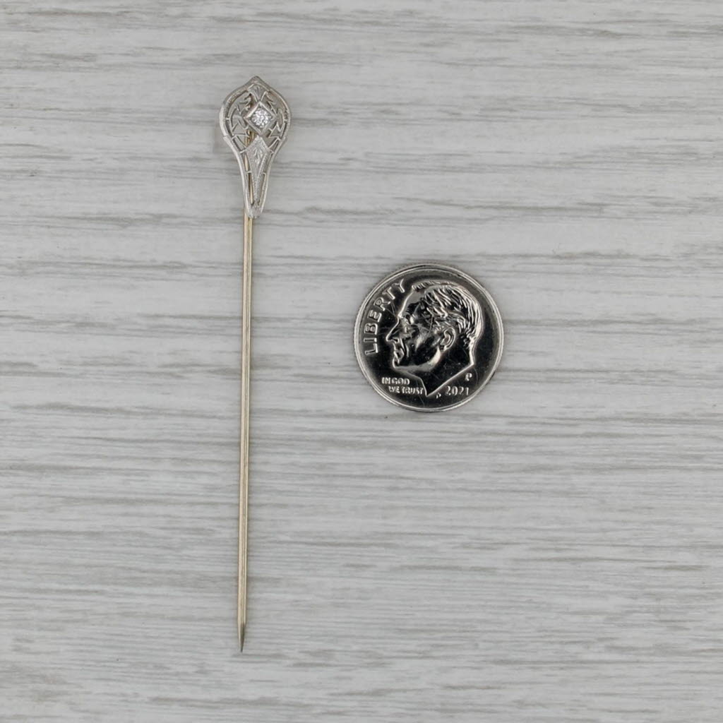 Antique VS2 Diamond Stickpin 14k Gold Platinum