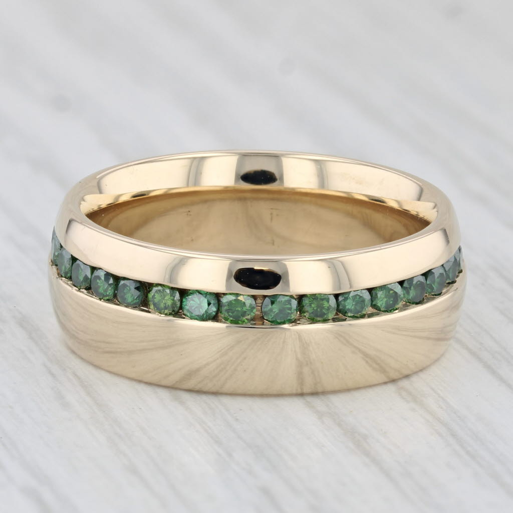 Light Gray 1ctw Green Diamond Ring 14k Yellow Gold Size 9 Wedding Band