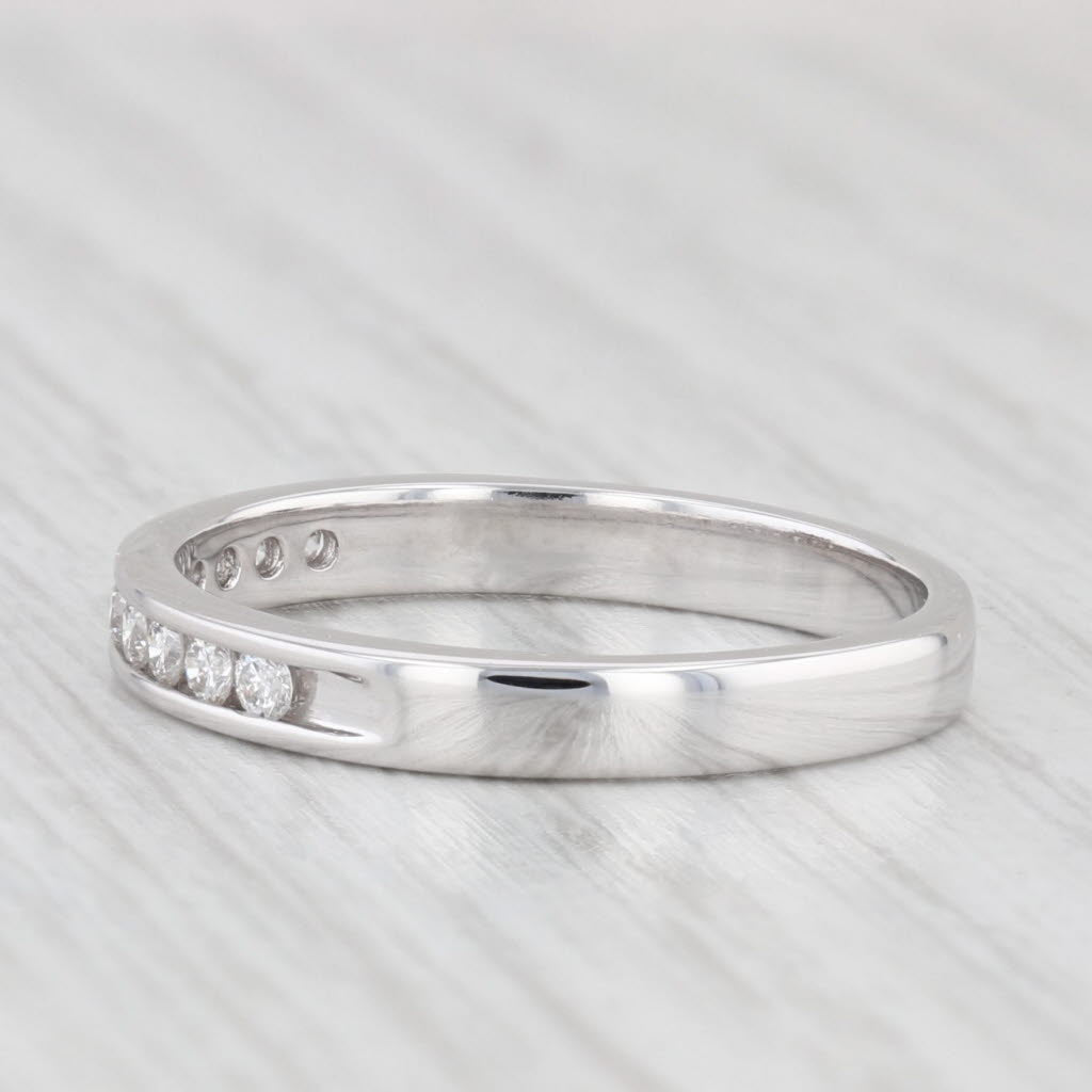 Light Gray 0.20ctw Diamond Wedding Band 14k White Gold Stackable Anniversary Band Size 7.5